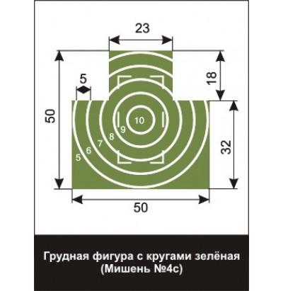 Мишень №4 грудная с кругами зеленая (500х500) (Мин. зак. 250 шт.)