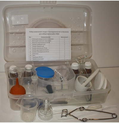 Набор химической посуды и принадлежностей по биологии для лабораторных работ НПБЛ